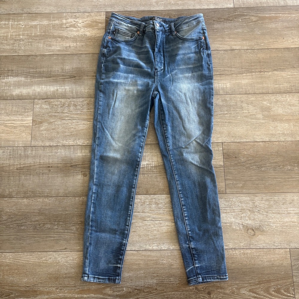 Judy Blue Jeans Women 11/30 Blue Skinny High Rise Ankle Stretch Denim Whisker